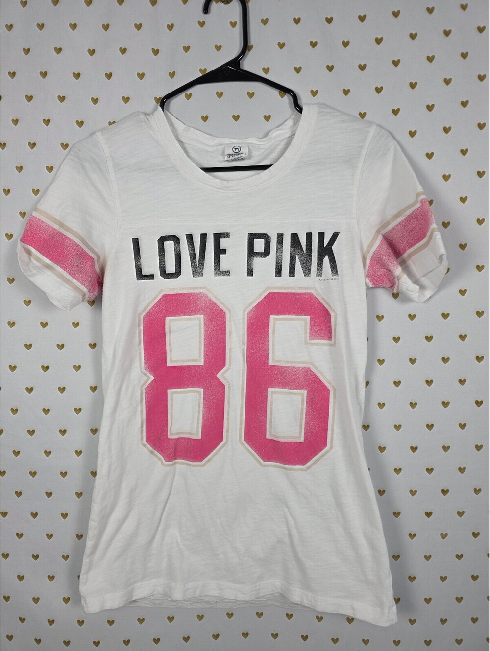 Victorias Secret PINK Vintage Love 86 Tee shirt Y2k White Medium
